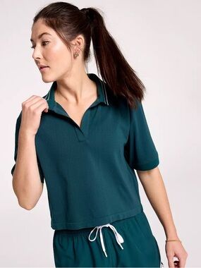 Calia Women’s Seamless Polo Crop Top Size M Green